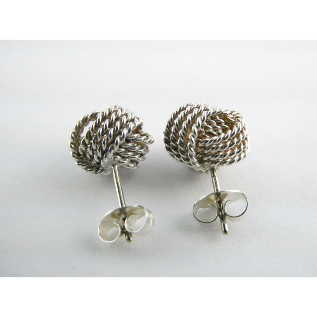 Tiffany and Co. Somerset Sterling Silver Twist Knot Earrings 925 2.6g 9.7mm Diam