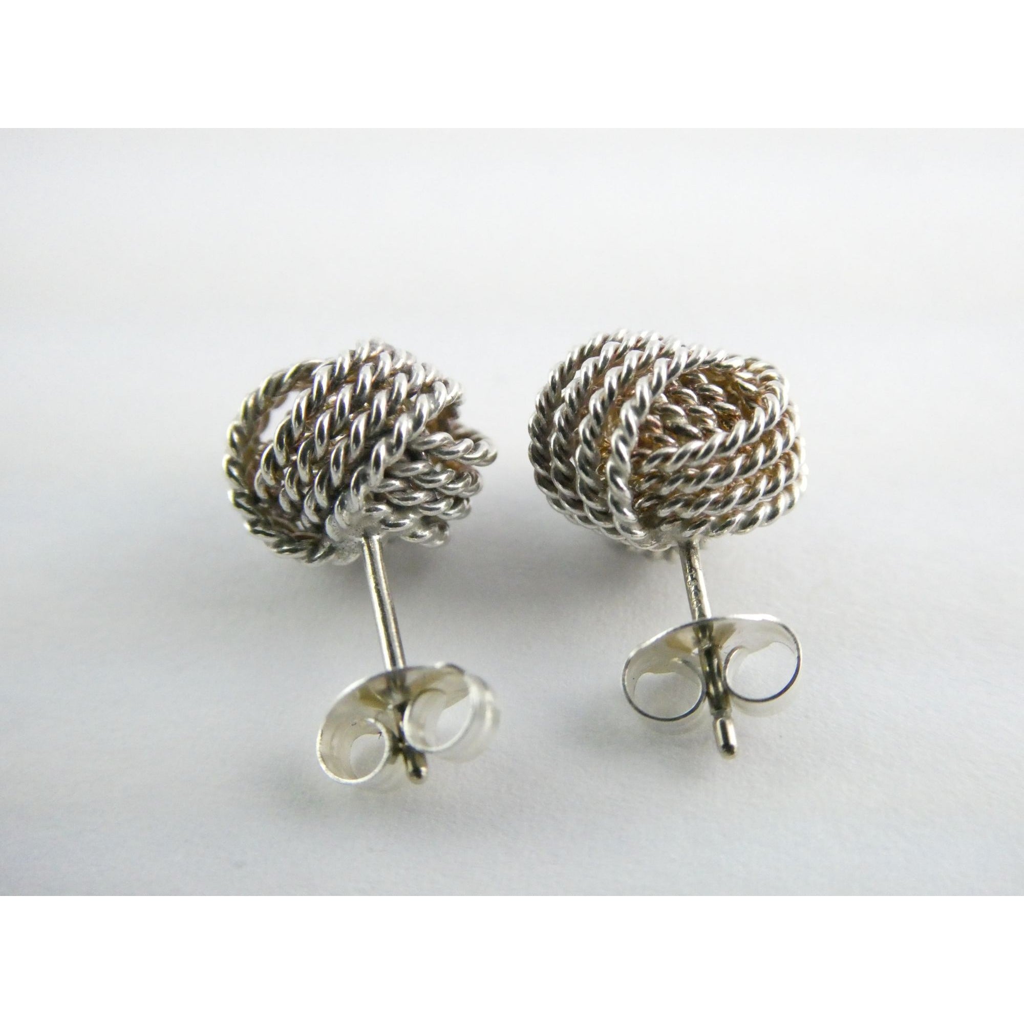 Tiffany and Co. Somerset Sterling Silver Twist Knot Earrings 925 2.6g 9.7mm Diam