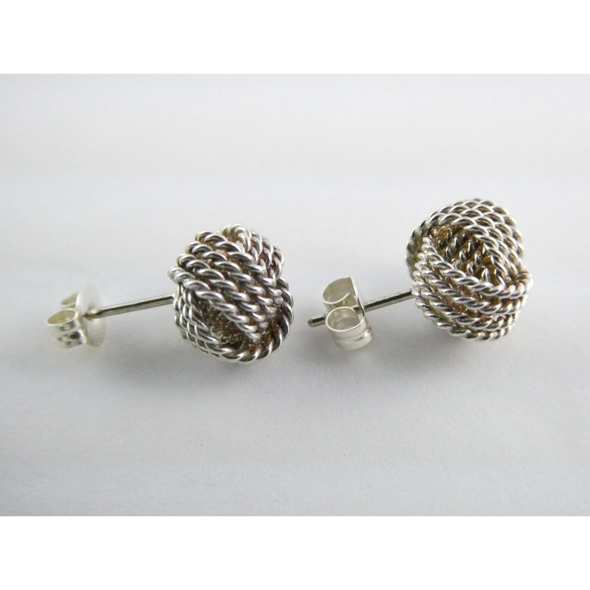 Tiffany and Co. Somerset Sterling Silver Twist Knot Earrings 925 2.6g 9.7mm Diam
