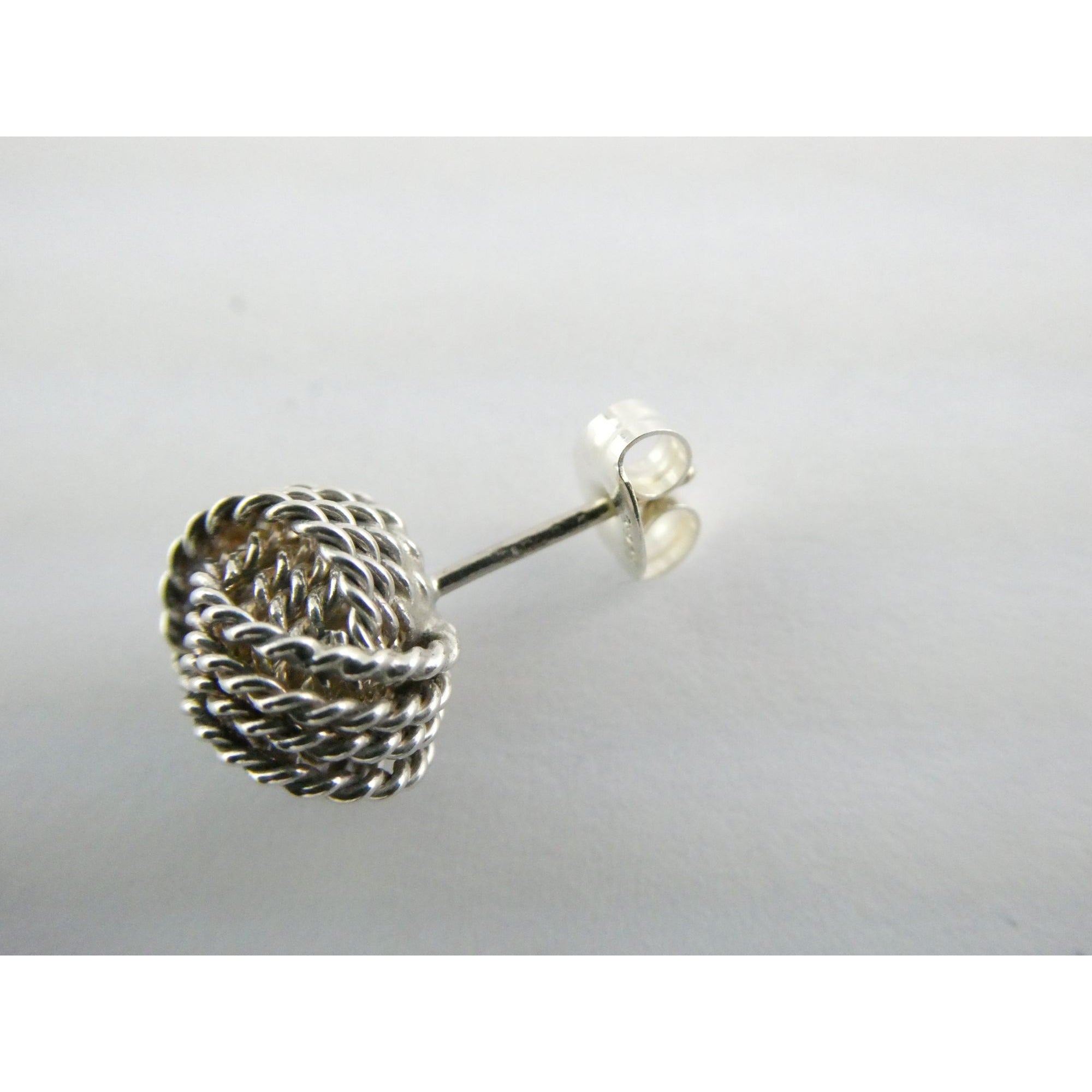Tiffany and Co. Somerset Sterling Silver Twist Knot Earrings 925 2.6g 9.7mm Diam