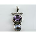 Janice Girardi Designs JGD Amethyst and Gray Pearl Pendant 4.1g 925 1 Inch Long
