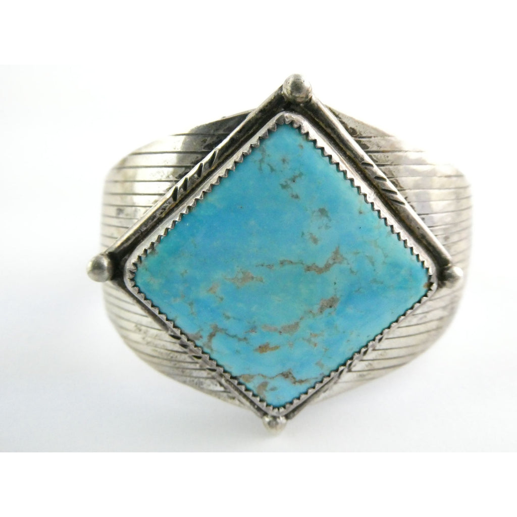 Vintage Southwestern Sterling Silver Turquoise Cuff Bracelet Handmade USA 6.25In