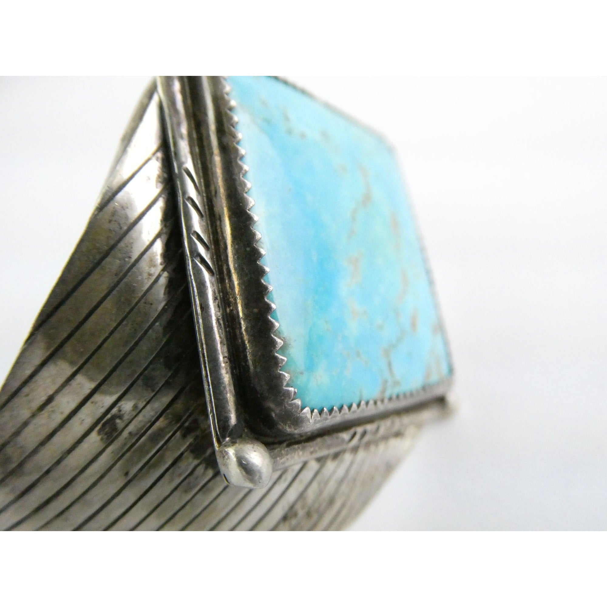 Vintage Southwestern Sterling Silver Turquoise Cuff Bracelet Handmade USA 6.25In