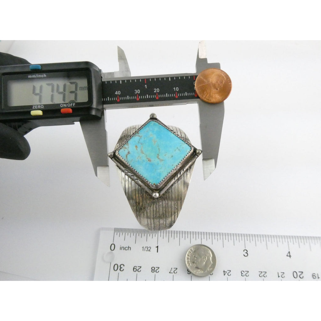 Vintage Southwestern Sterling Silver Turquoise Cuff Bracelet Handmade USA 6.25In