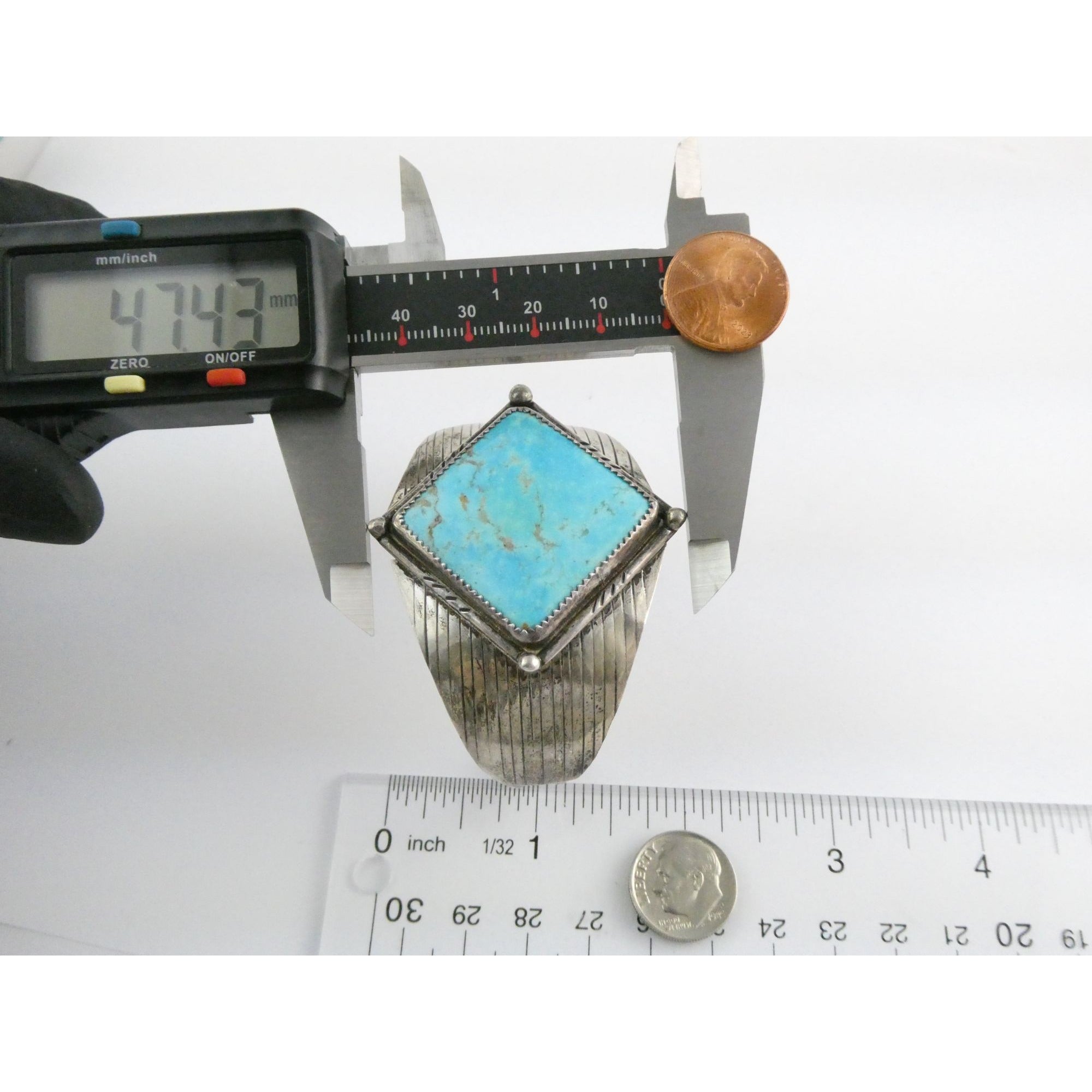 Vintage Southwestern Sterling Silver Turquoise Cuff Bracelet Handmade USA 6.25In