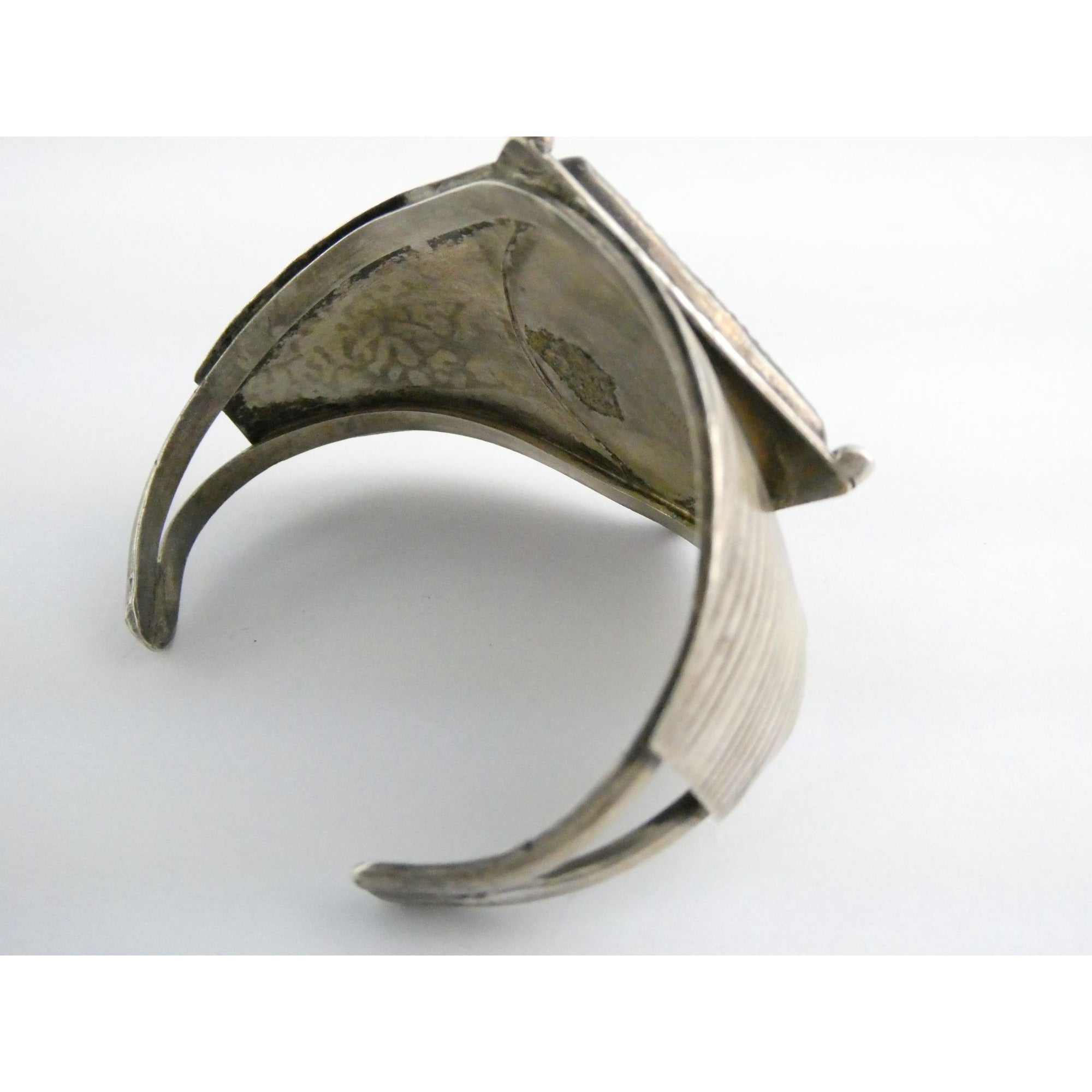 Vintage Southwestern Sterling Silver Turquoise Cuff Bracelet Handmade USA 6.25In