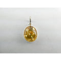 Sterling Silver Pale Yellow Amber Cabochon Pendant .7g 18mm Total Length