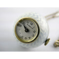 Gubelin Swiss White Guilloche Enamel Watch Necklace Sterling Silver WORKING 30g