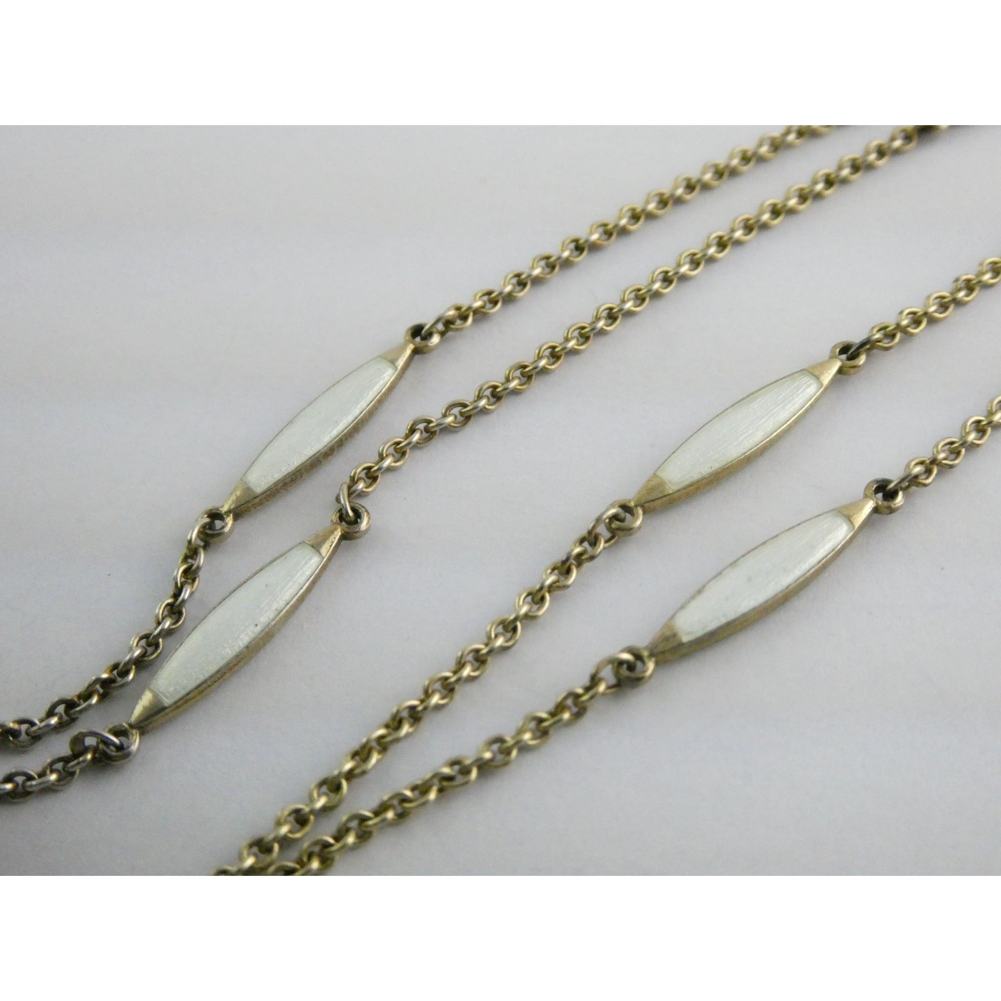 Gubelin Swiss White Guilloche Enamel Watch Necklace Sterling Silver WORKING 30g