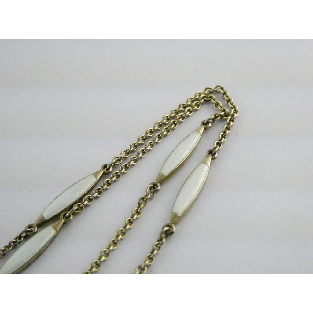 Gubelin Swiss White Guilloche Enamel Watch Necklace Sterling Silver WORKING 30g