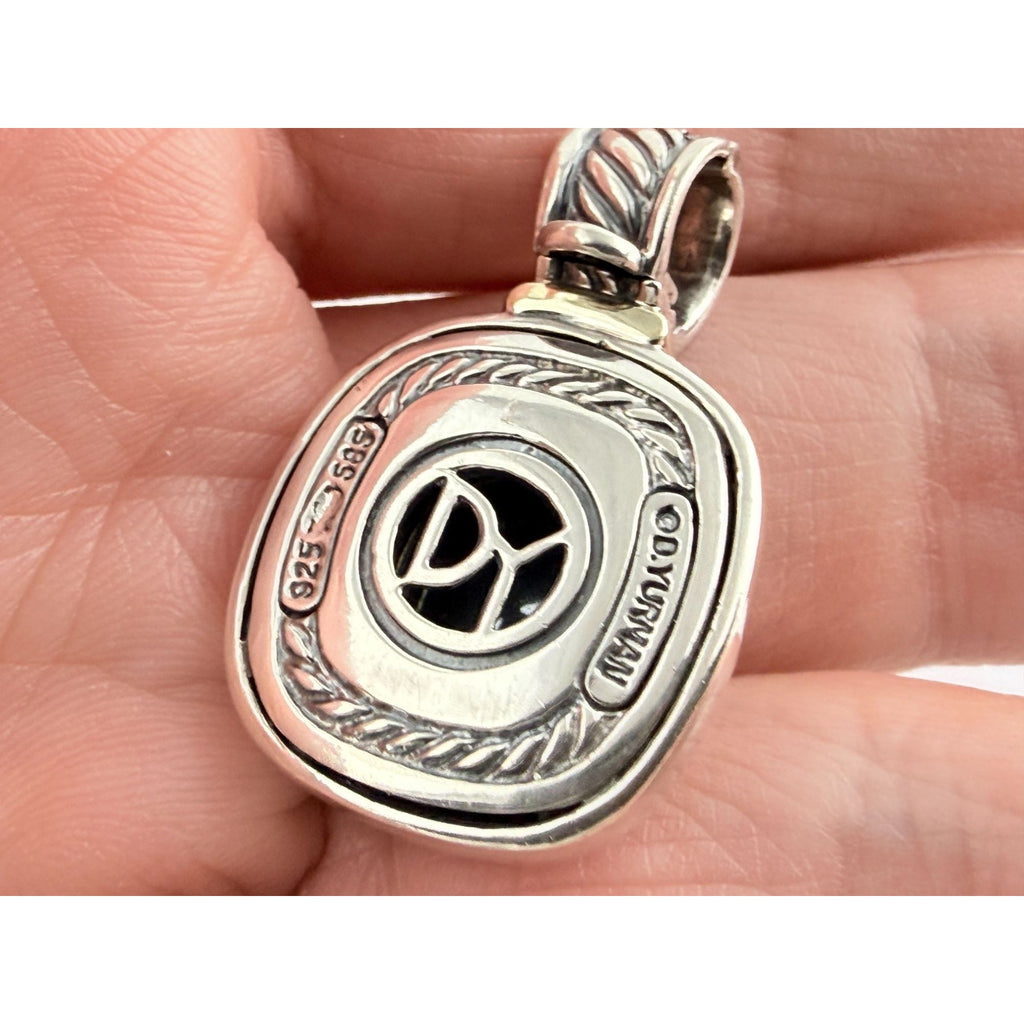 David Yurman Sterling Silver and 14k Gold Albion Hematite Pendant Enhancer 925