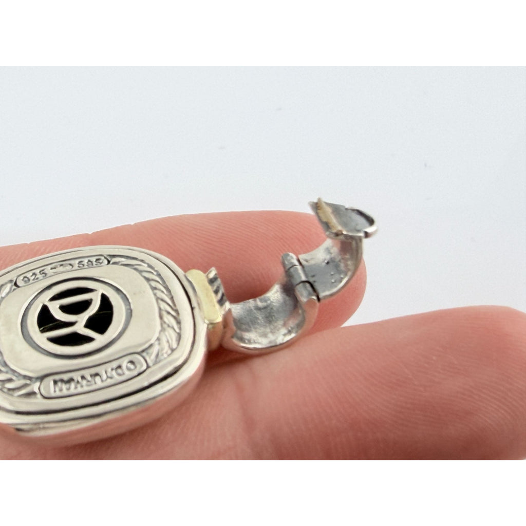 David Yurman Sterling Silver and 14k Gold Albion Hematite Pendant Enhancer 925