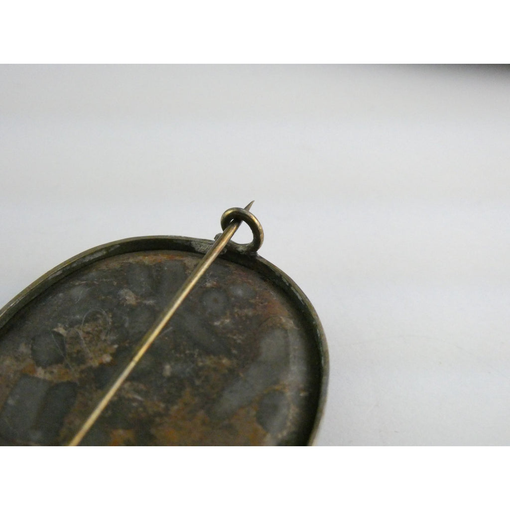 Antique Victorian Sterling Silver Scottish Agate Quilted Inlay Pin Brooch 20.3g