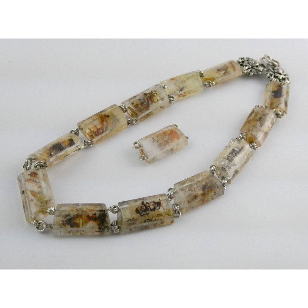 Stephen Dweck Sterling Silver Rutilated Quartz Necklace with Additional Link 925