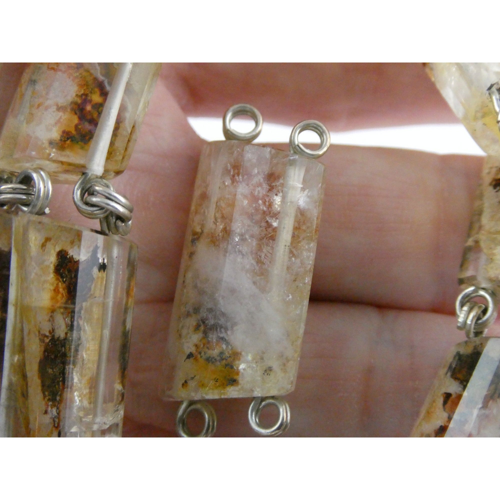 Stephen Dweck Sterling Silver Rutilated Quartz Necklace with Additional Link 925