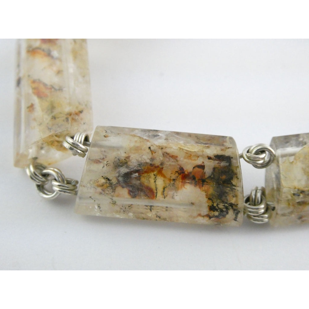 Stephen Dweck Sterling Silver Rutilated Quartz Necklace with Additional Link 925