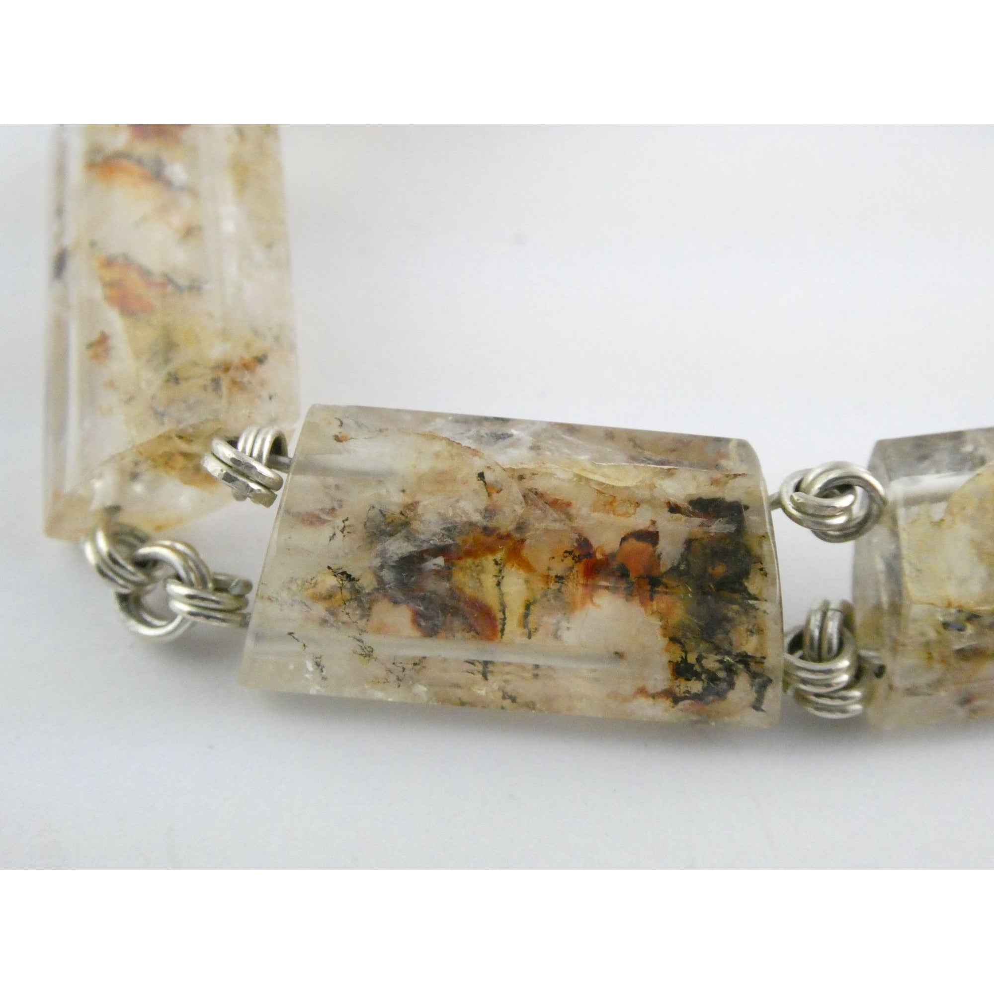 Stephen Dweck Sterling Silver Rutilated Quartz Necklace with Additional Link 925