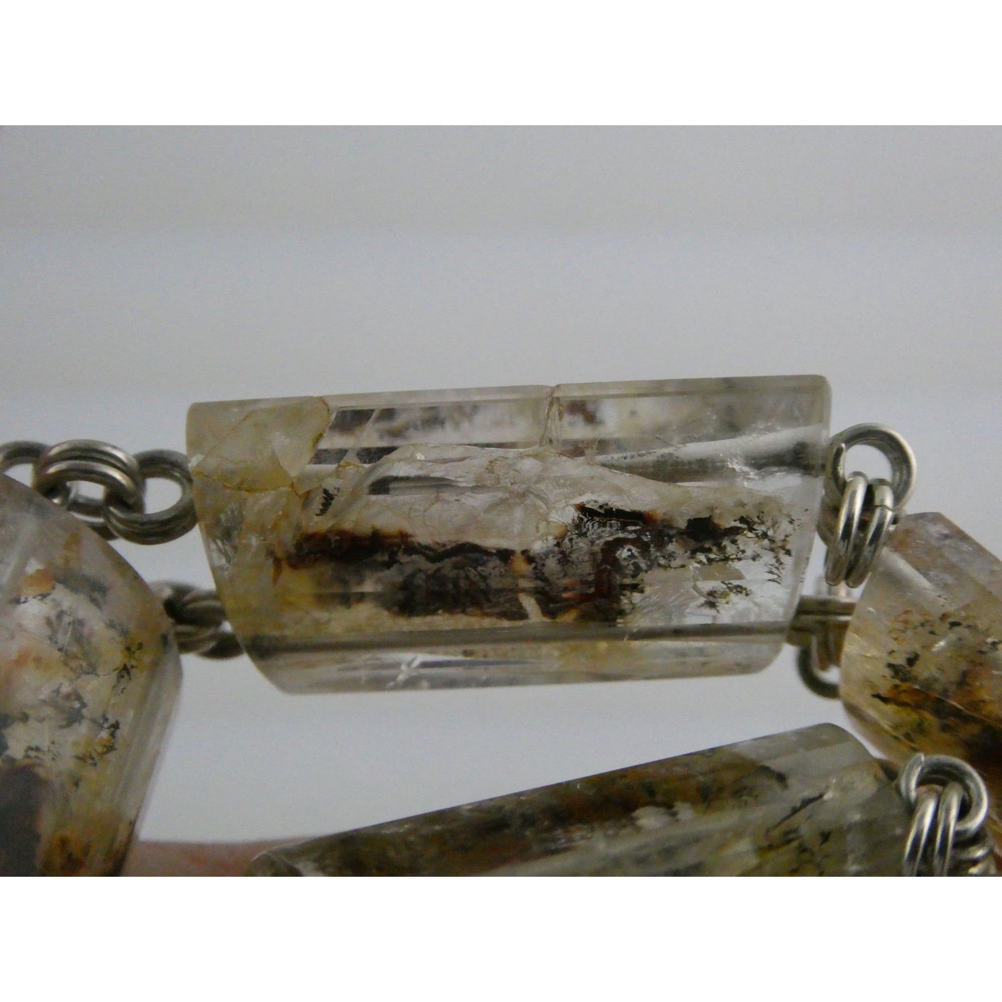 Stephen Dweck Sterling Silver Rutilated Quartz Necklace with Additional Link 925