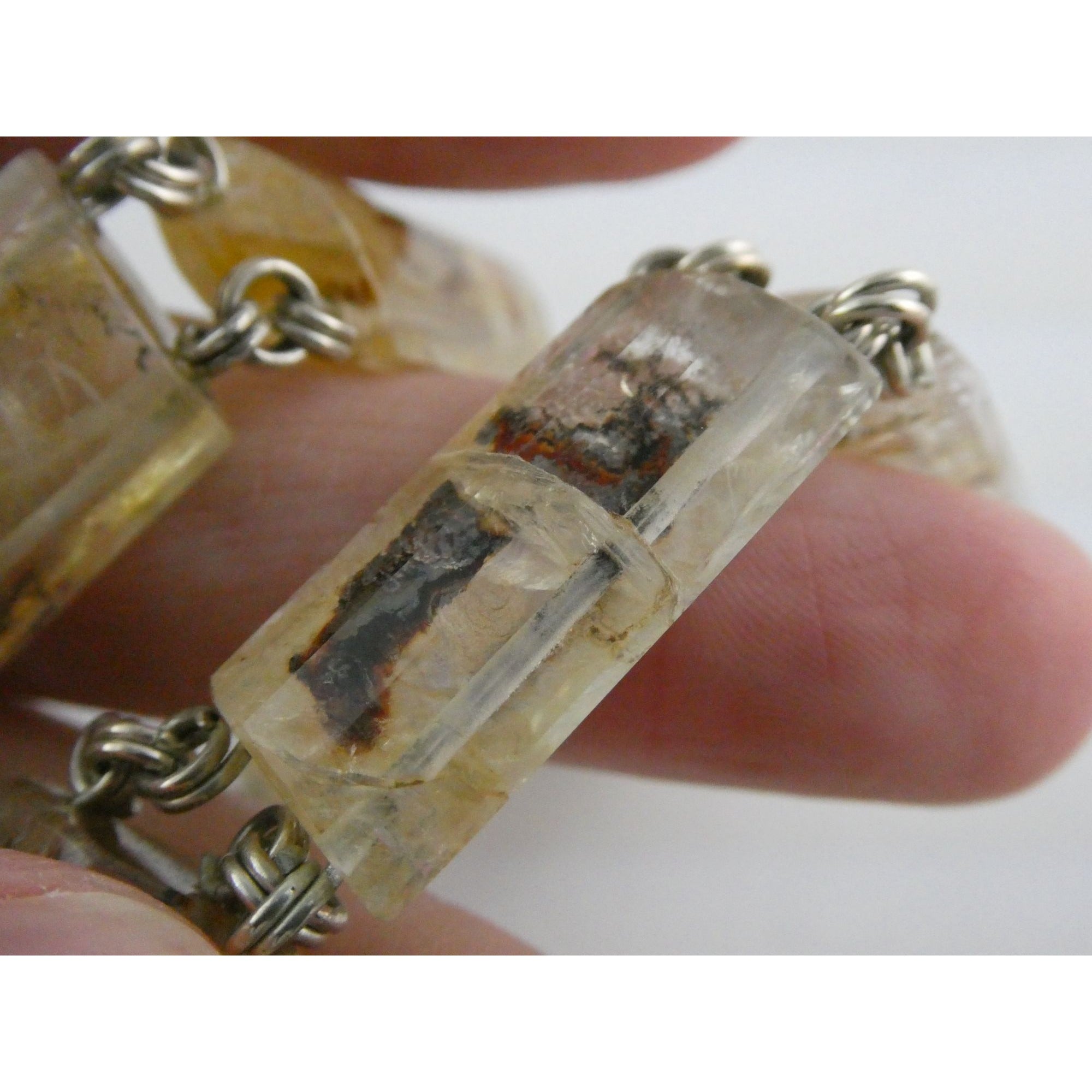 Stephen Dweck Sterling Silver Rutilated Quartz Necklace with Additional Link 925