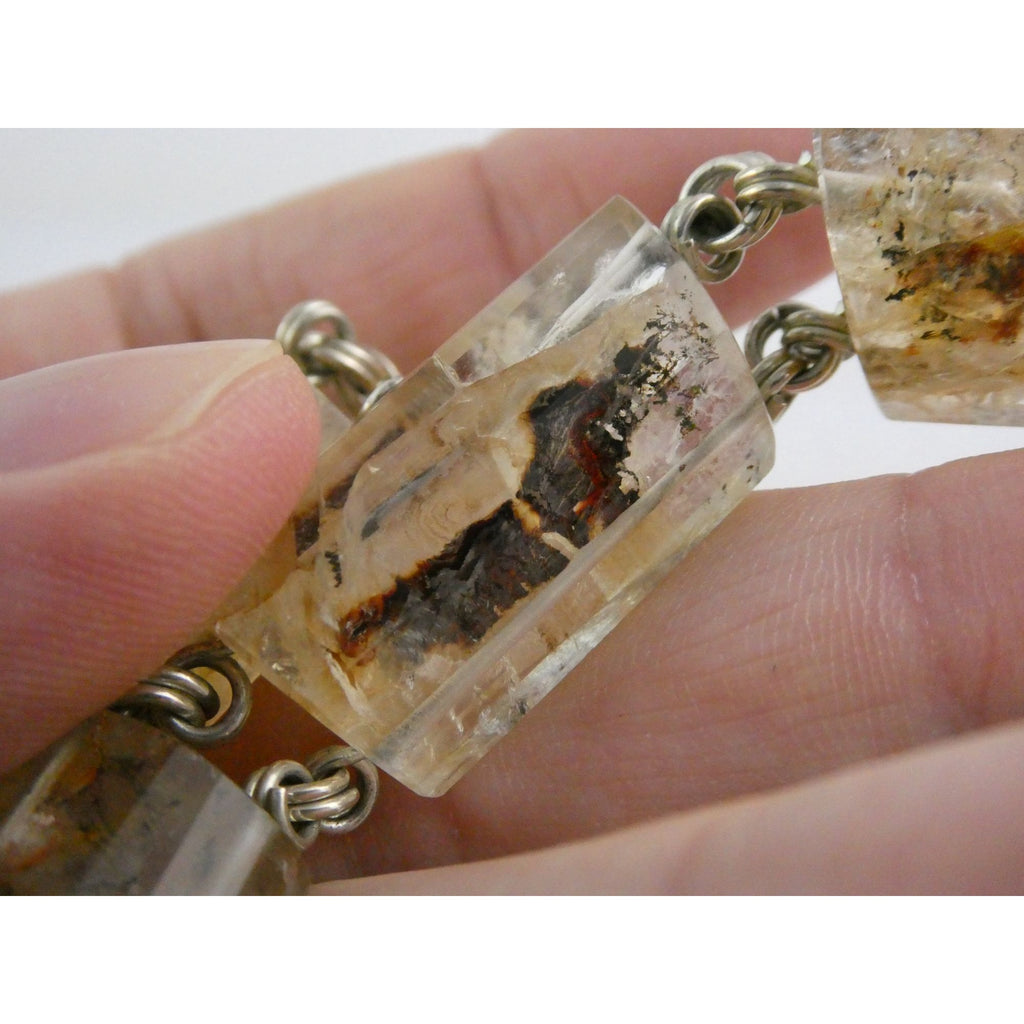 Stephen Dweck Sterling Silver Rutilated Quartz Necklace with Additional Link 925
