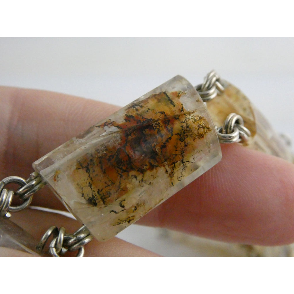 Stephen Dweck Sterling Silver Rutilated Quartz Necklace with Additional Link 925