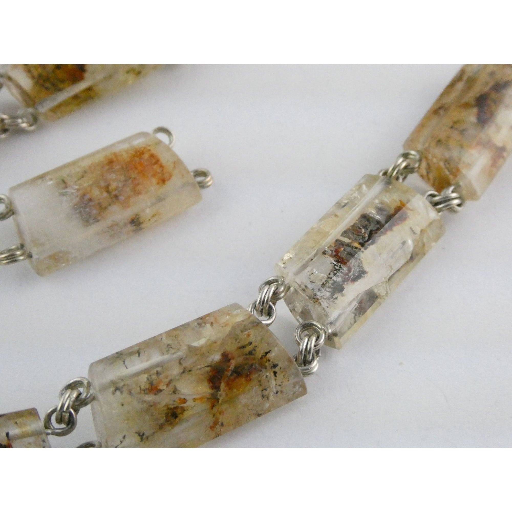 Stephen Dweck Sterling Silver Rutilated Quartz Necklace with Additional Link 925