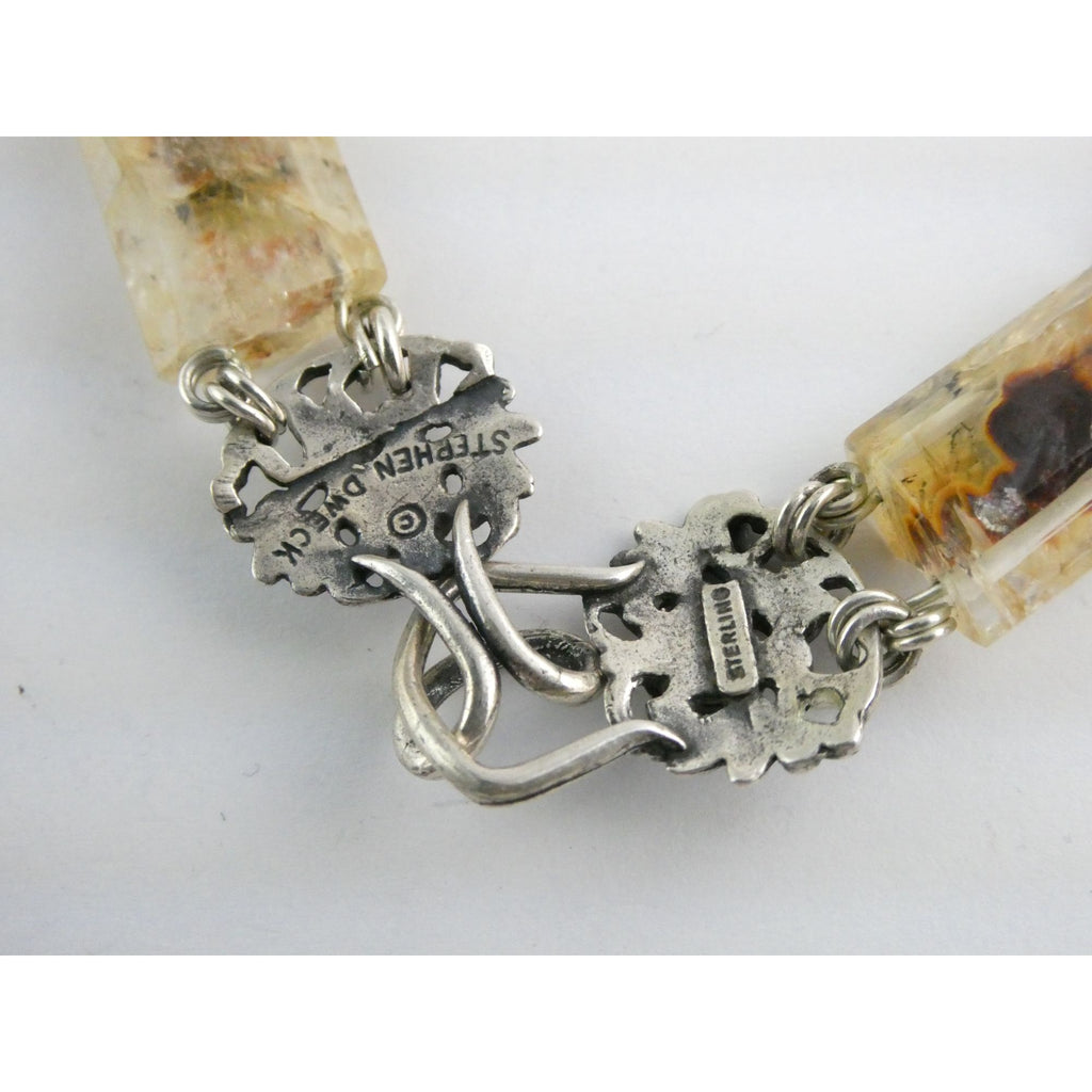 Stephen Dweck Sterling Silver Rutilated Quartz Necklace with Additional Link 925