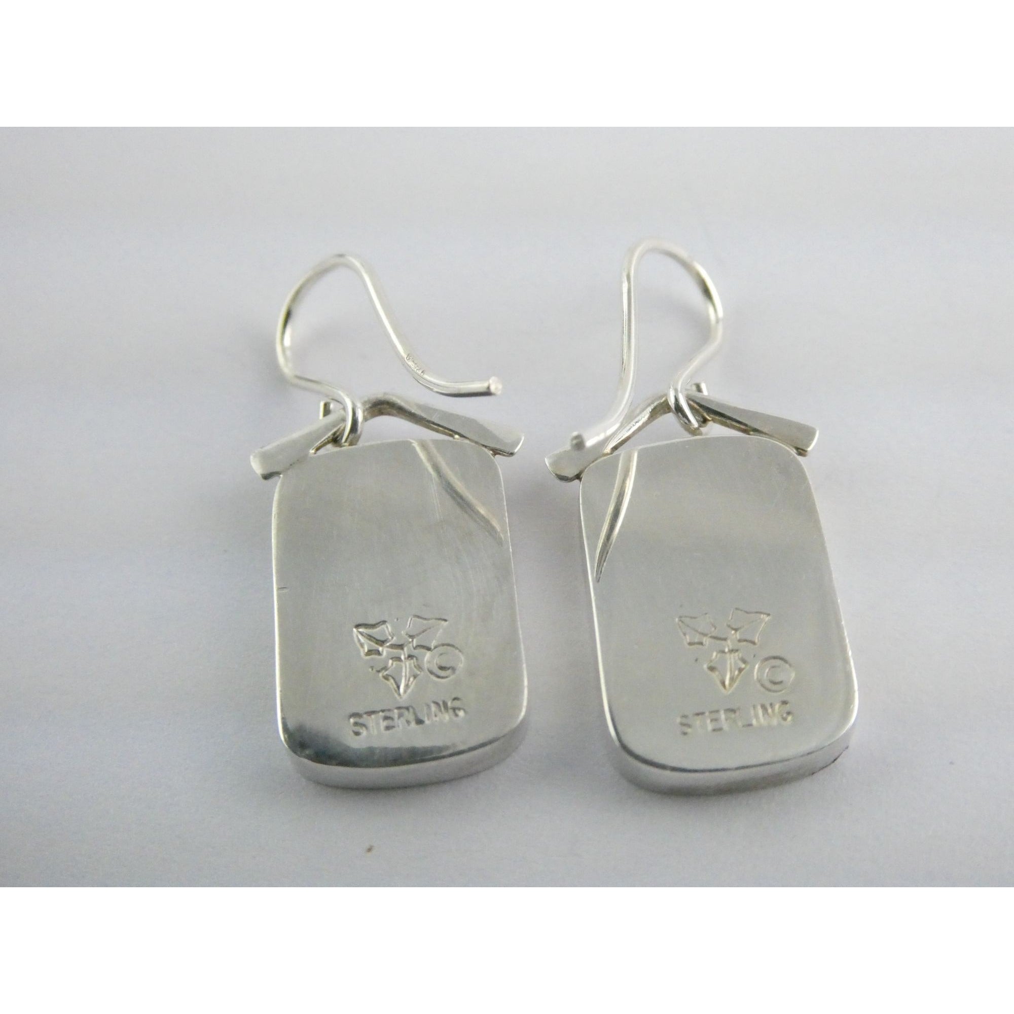 Ivy Solomon Sterling Silver and Resin Copper Color Leaves Earrings 6.6g 1 1/8 In
