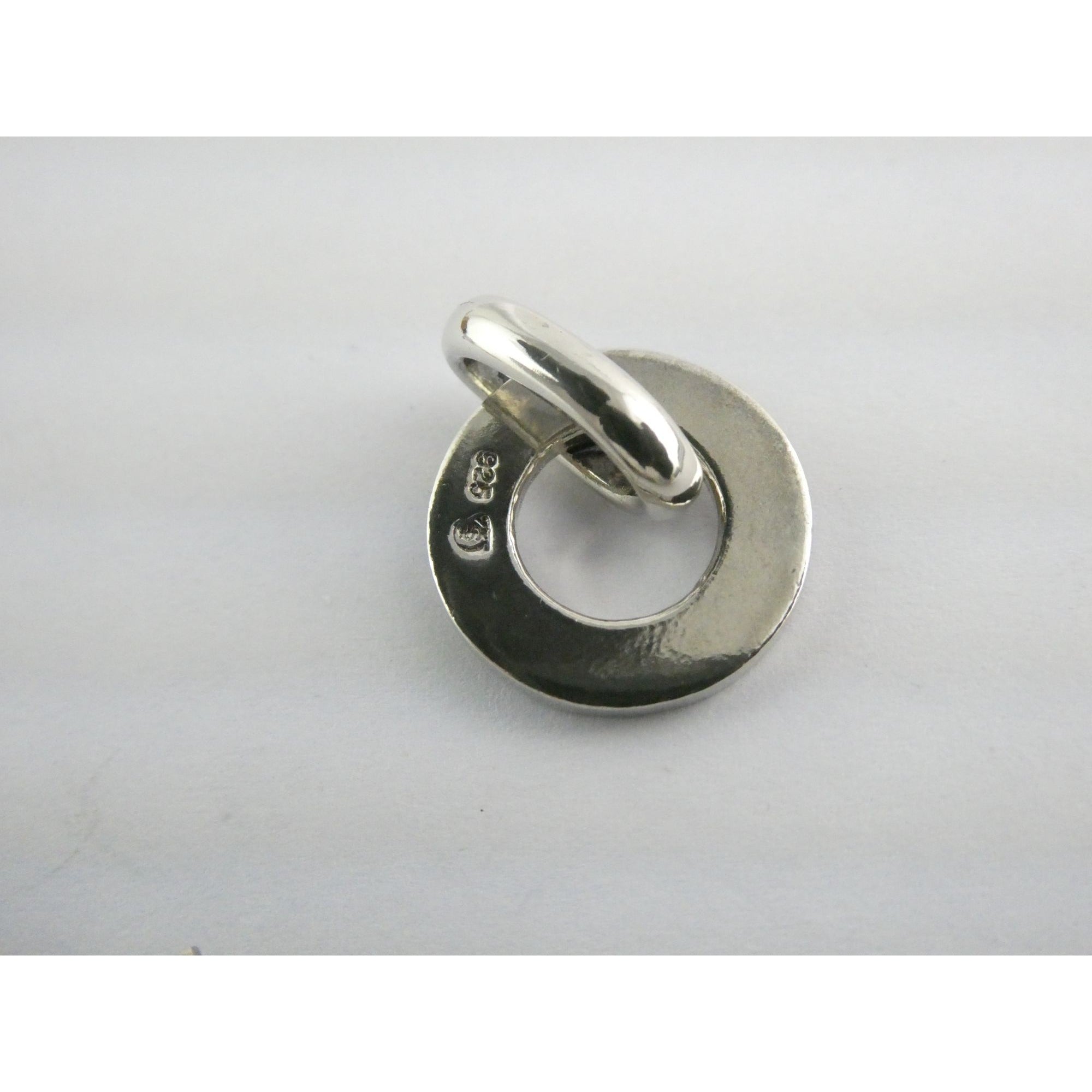 Judaica Sterling Silver Disc Pendant 3.6g 22mm Length Total