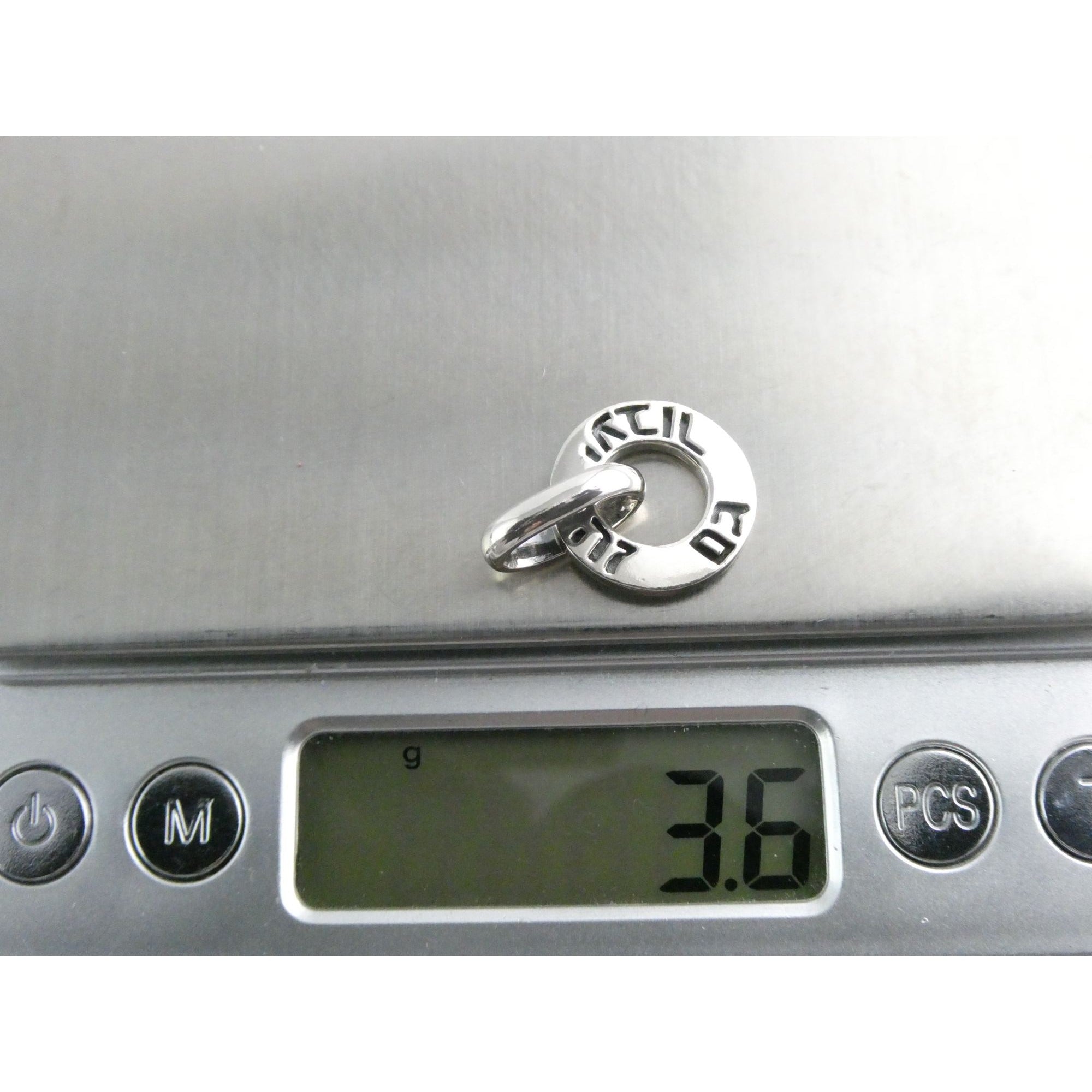 Judaica Sterling Silver Disc Pendant 3.6g 22mm Length Total