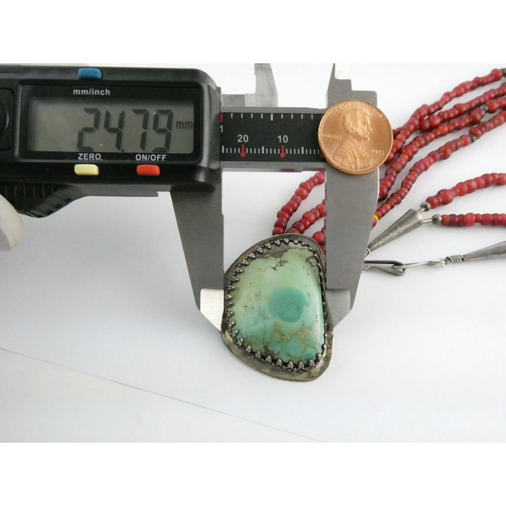Sterling Silver Turquoise and Red Glass Beaded Multi Strand Necklace 43.1g 23 In