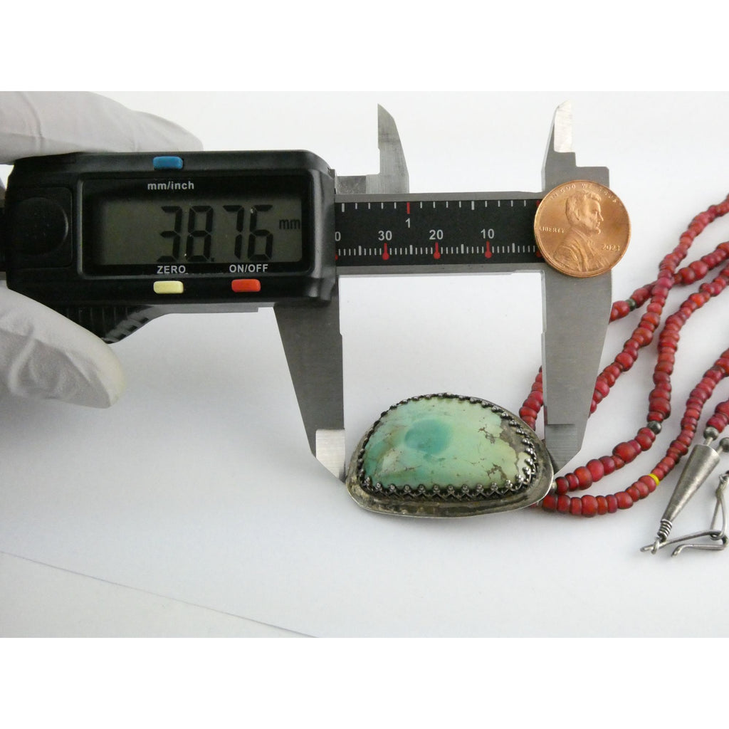 Sterling Silver Turquoise and Red Glass Beaded Multi Strand Necklace 43.1g 23 In