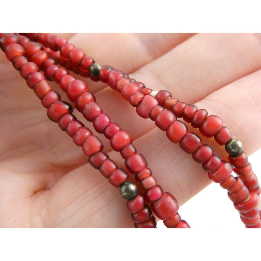 Sterling Silver Turquoise and Red Glass Beaded Multi Strand Necklace 43.1g 23 In