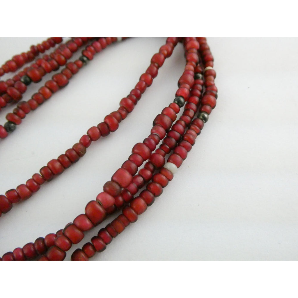Sterling Silver Turquoise and Red Glass Beaded Multi Strand Necklace 43.1g 23 In