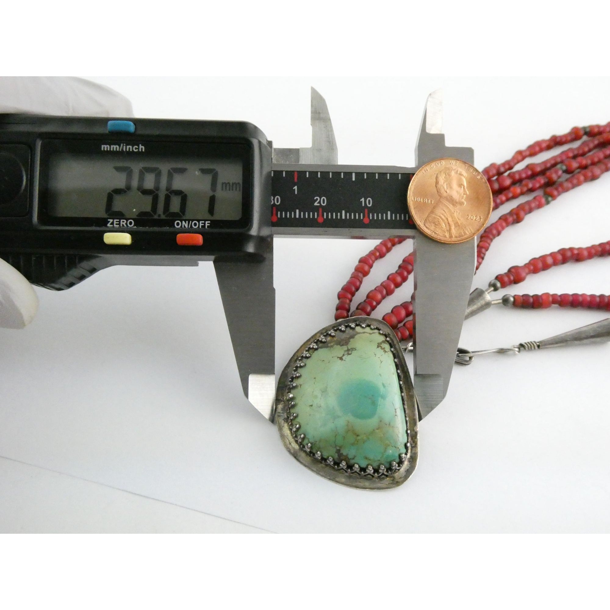 Sterling Silver Turquoise and Red Glass Beaded Multi Strand Necklace 43.1g 23 In