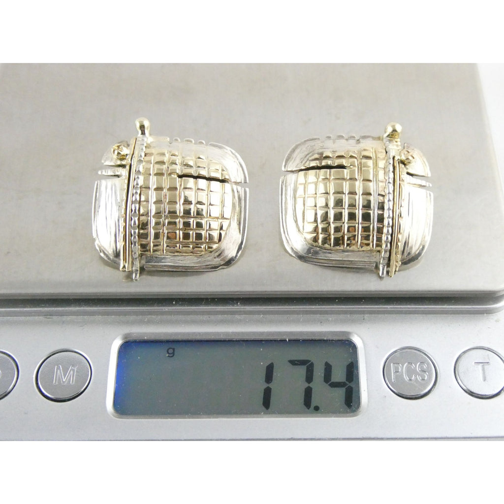 Vintage KAI Originals Sterling Silver and 14k Gold Modernist Clip on Earrings