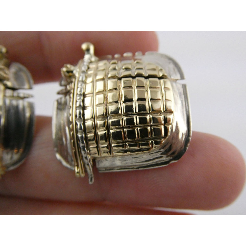 Vintage KAI Originals Sterling Silver and 14k Gold Modernist Clip on Earrings