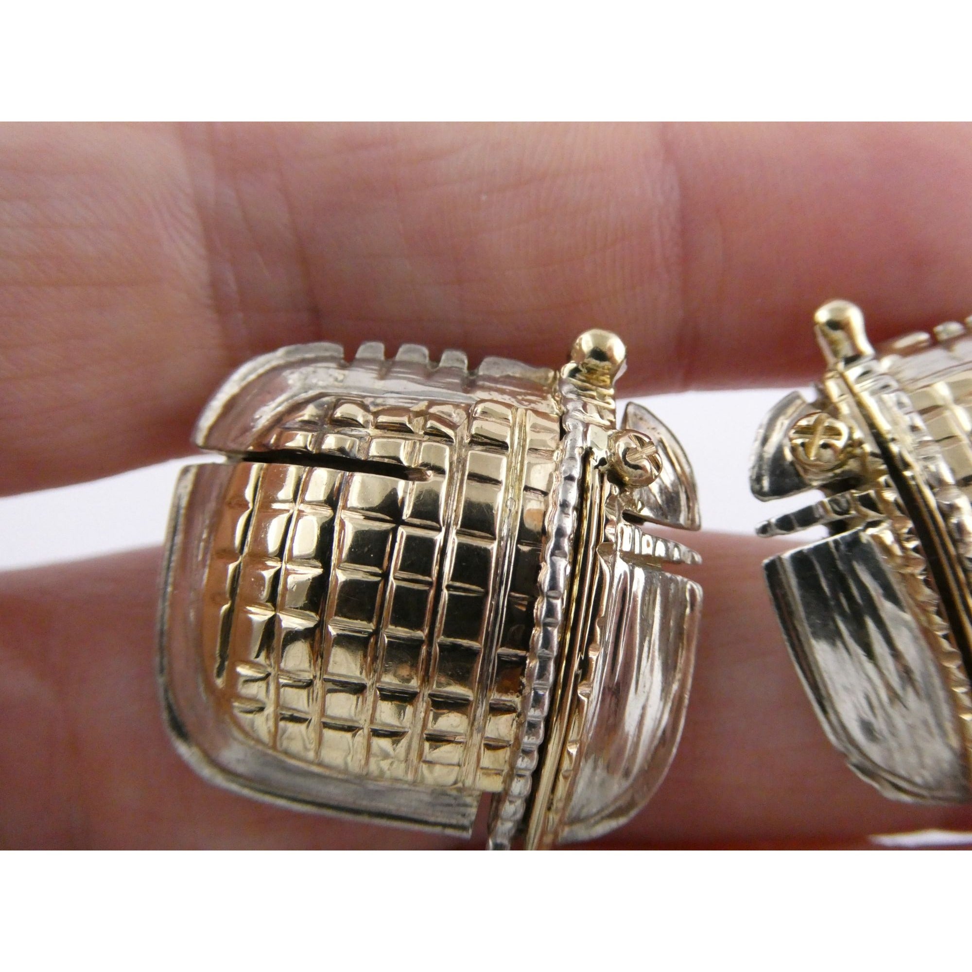 Vintage KAI Originals Sterling Silver and 14k Gold Modernist Clip on Earrings