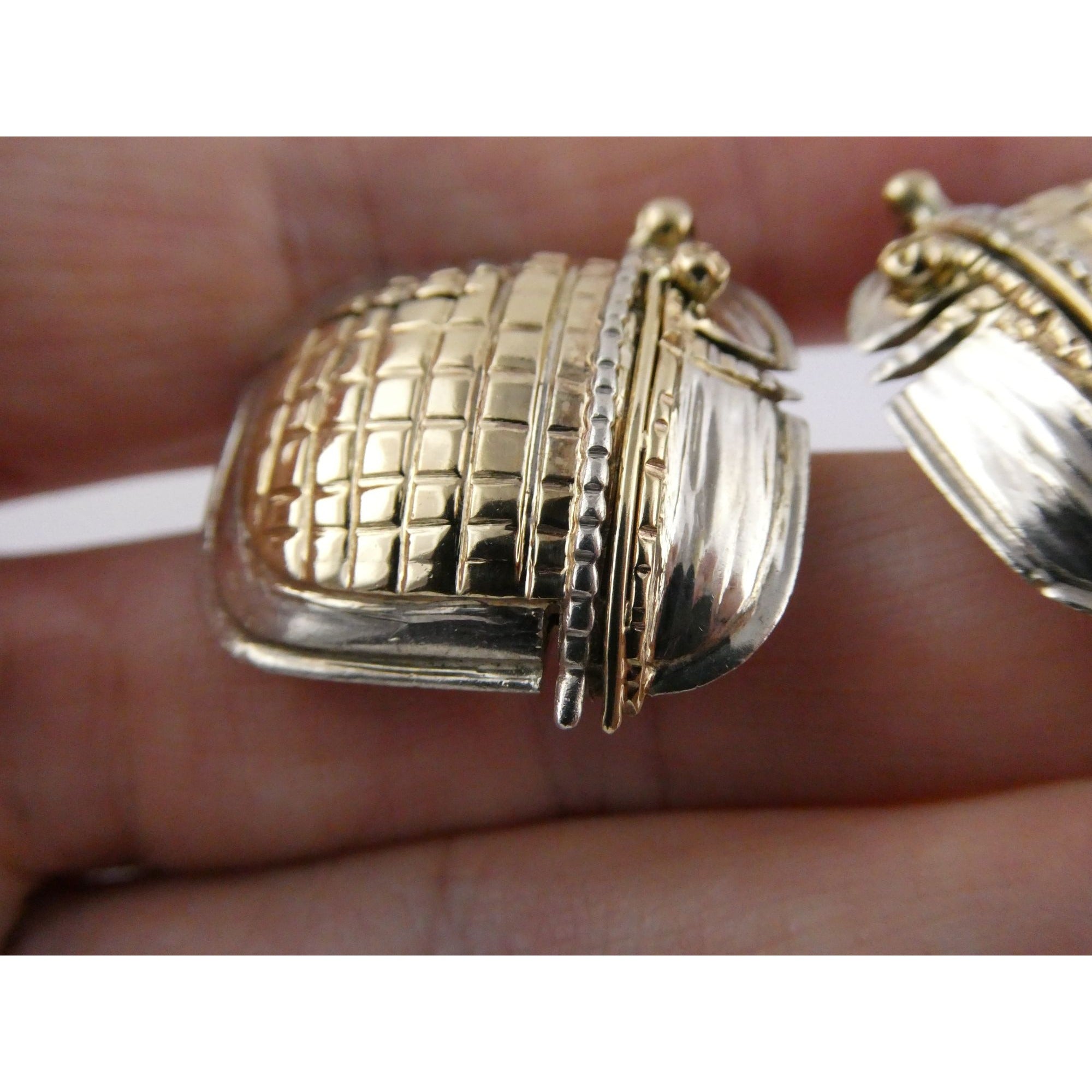 Vintage KAI Originals Sterling Silver and 14k Gold Modernist Clip on Earrings