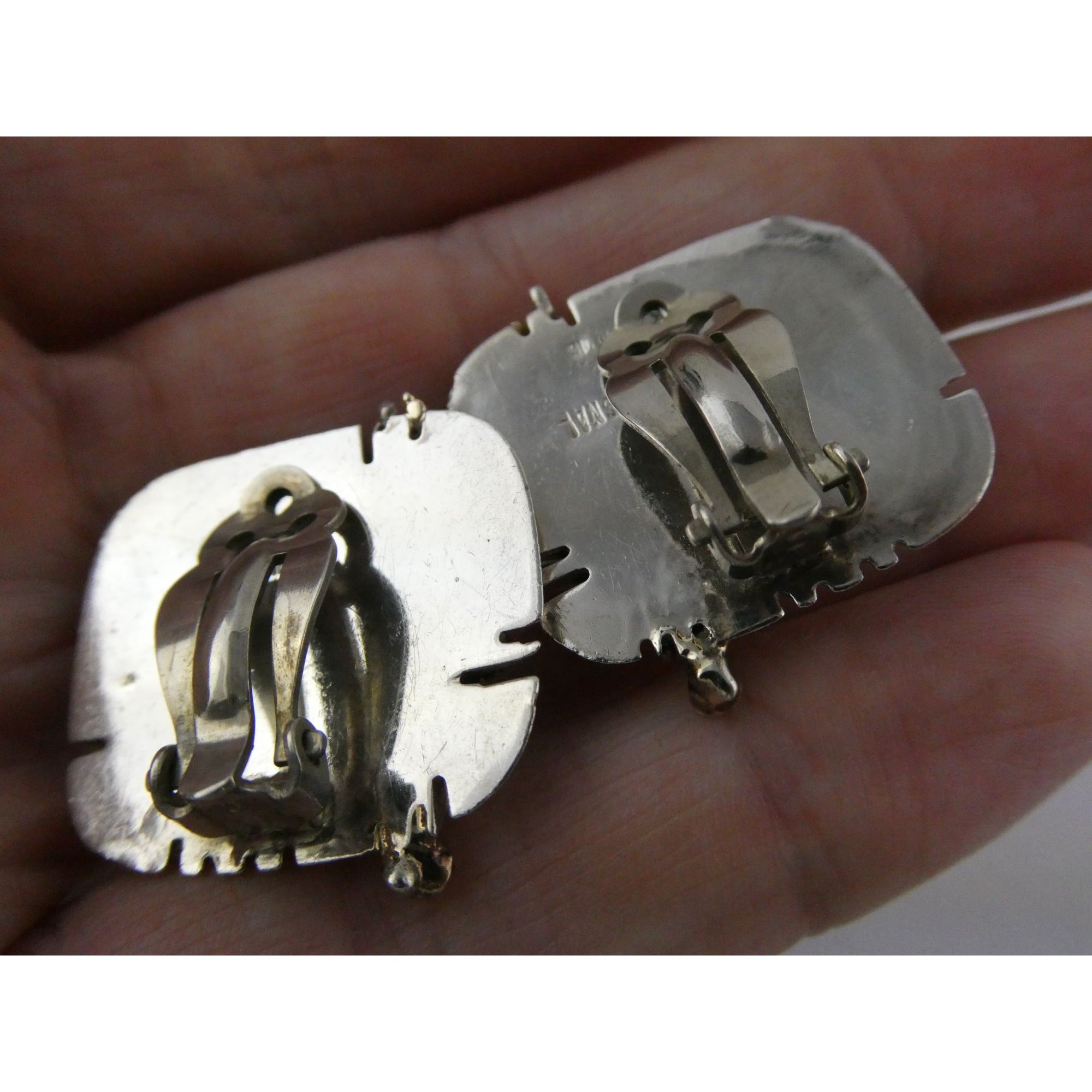 Vintage KAI Originals Sterling Silver and 14k Gold Modernist Clip on Earrings