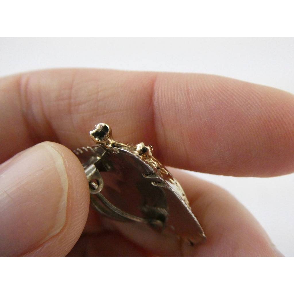 Vintage KAI Originals Sterling Silver and 14k Gold Modernist Clip on Earrings