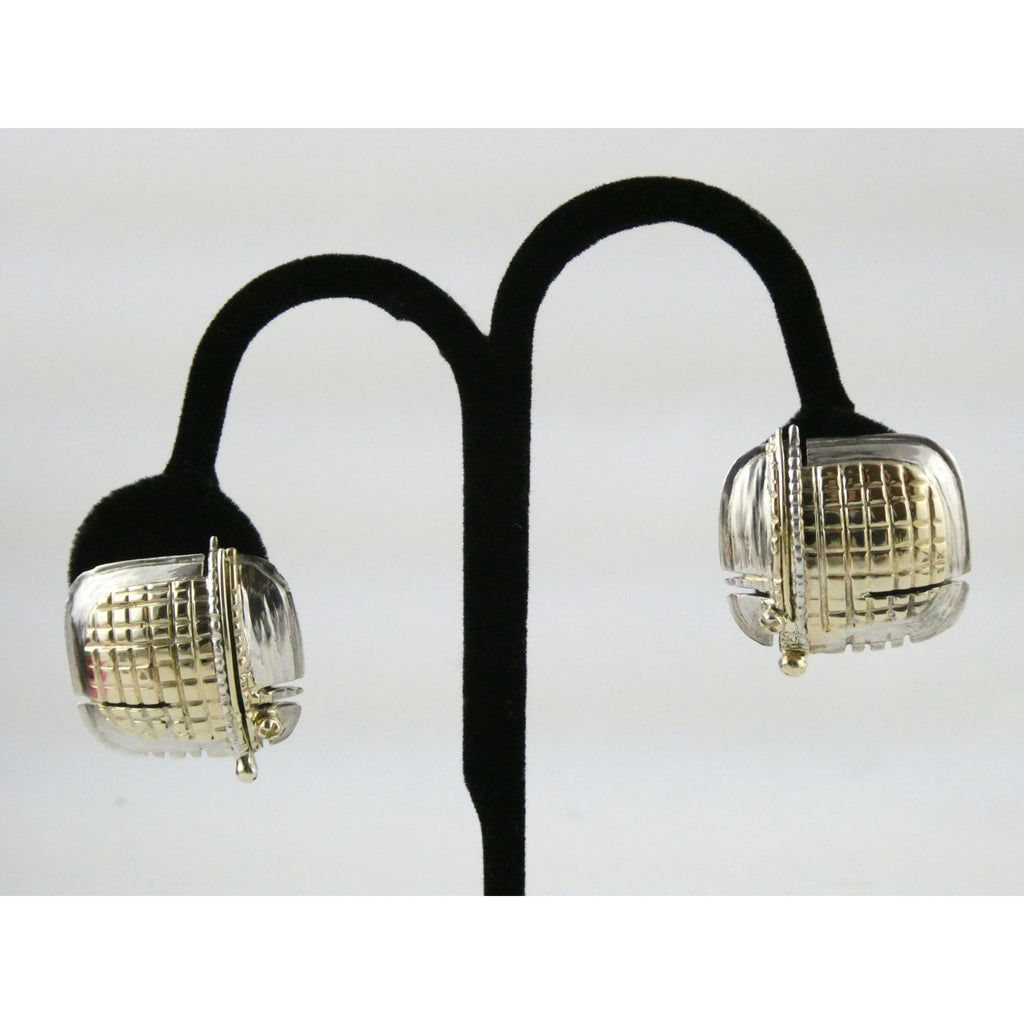 Vintage KAI Originals Sterling Silver and 14k Gold Modernist Clip on Earrings