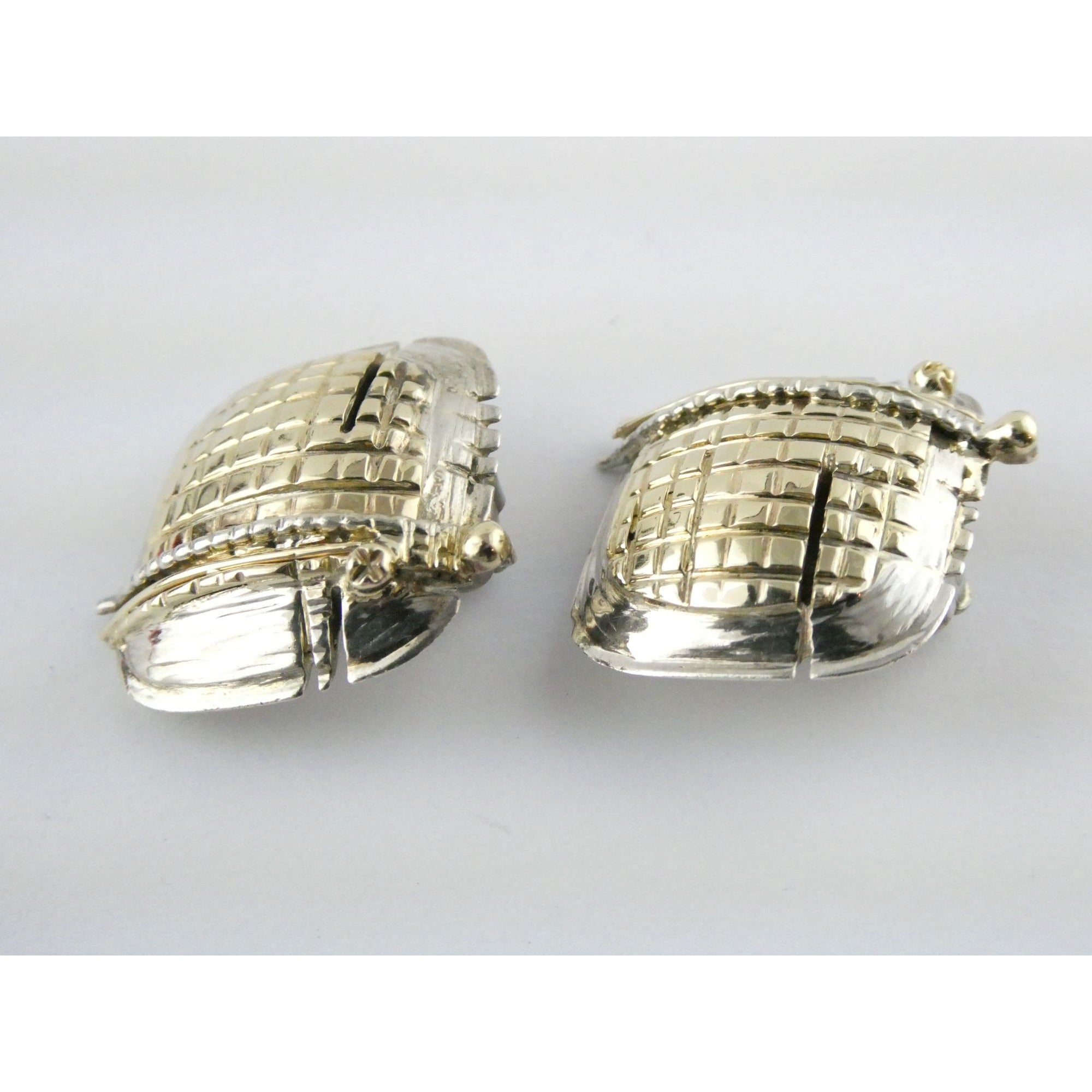 Vintage KAI Originals Sterling Silver and 14k Gold Modernist Clip on Earrings