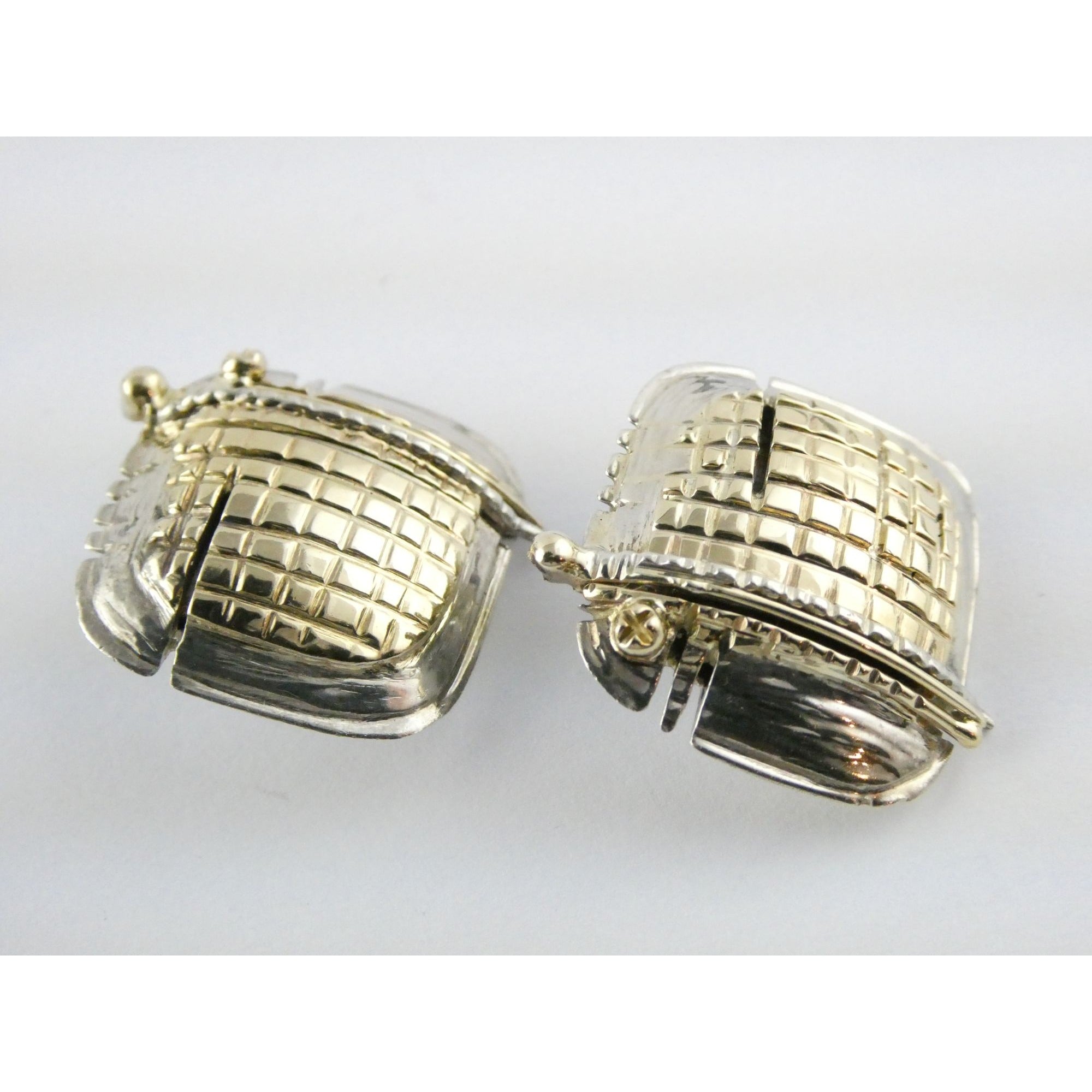 Vintage KAI Originals Sterling Silver and 14k Gold Modernist Clip on Earrings