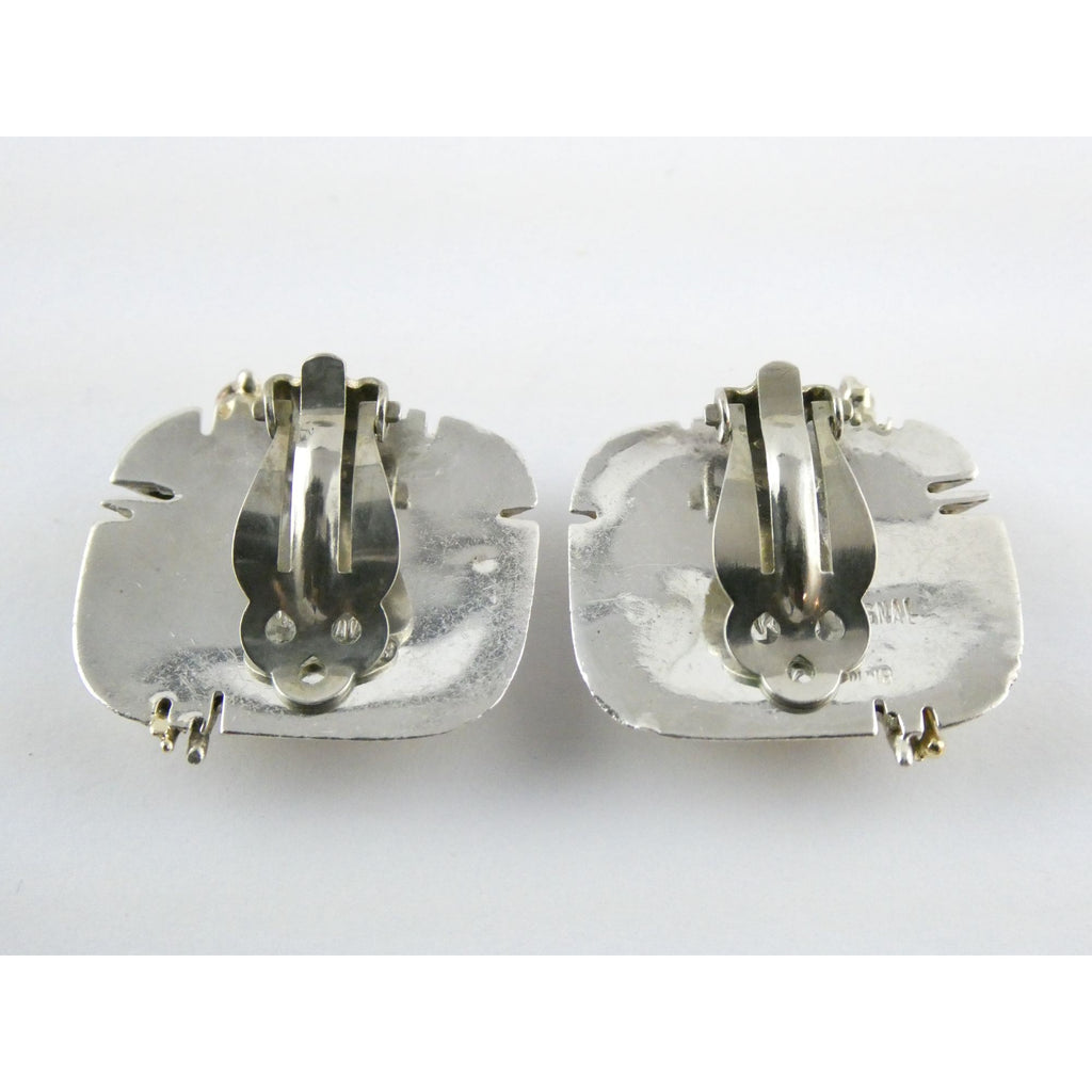 Vintage KAI Originals Sterling Silver and 14k Gold Modernist Clip on Earrings