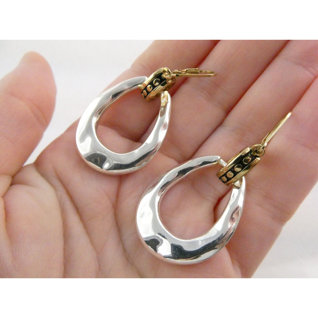 Gilt Sterling Silver Earring Hooks Two Tone Door Knocker Earrings 50mm Length