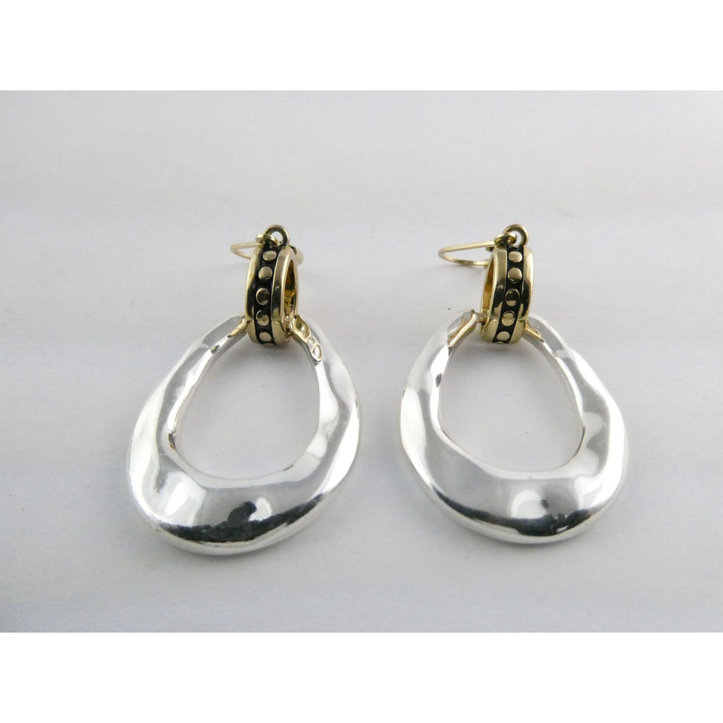 Gilt Sterling Silver Earring Hooks Two Tone Door Knocker Earrings 50mm Length