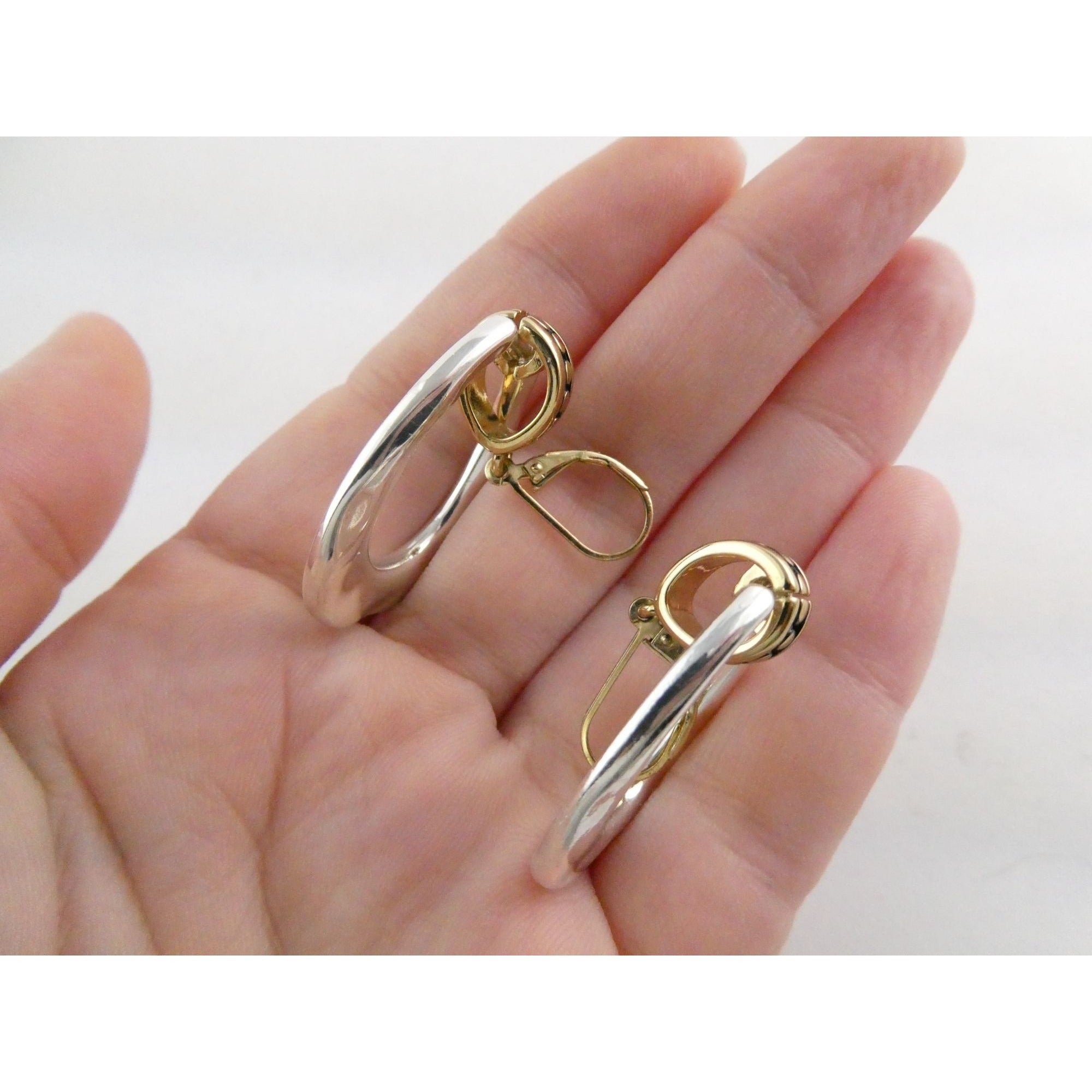 Gilt Sterling Silver Earring Hooks Two Tone Door Knocker Earrings 50mm Length