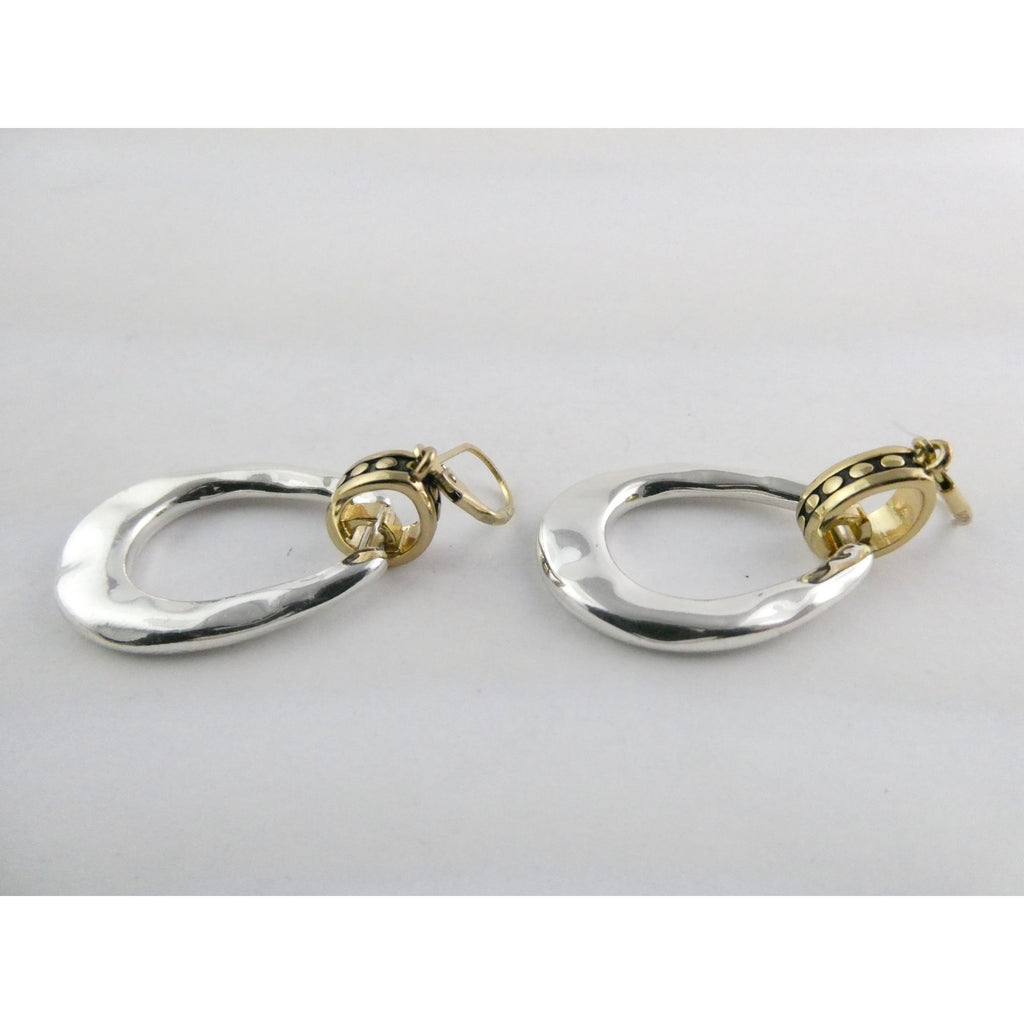 Gilt Sterling Silver Earring Hooks Two Tone Door Knocker Earrings 50mm Length