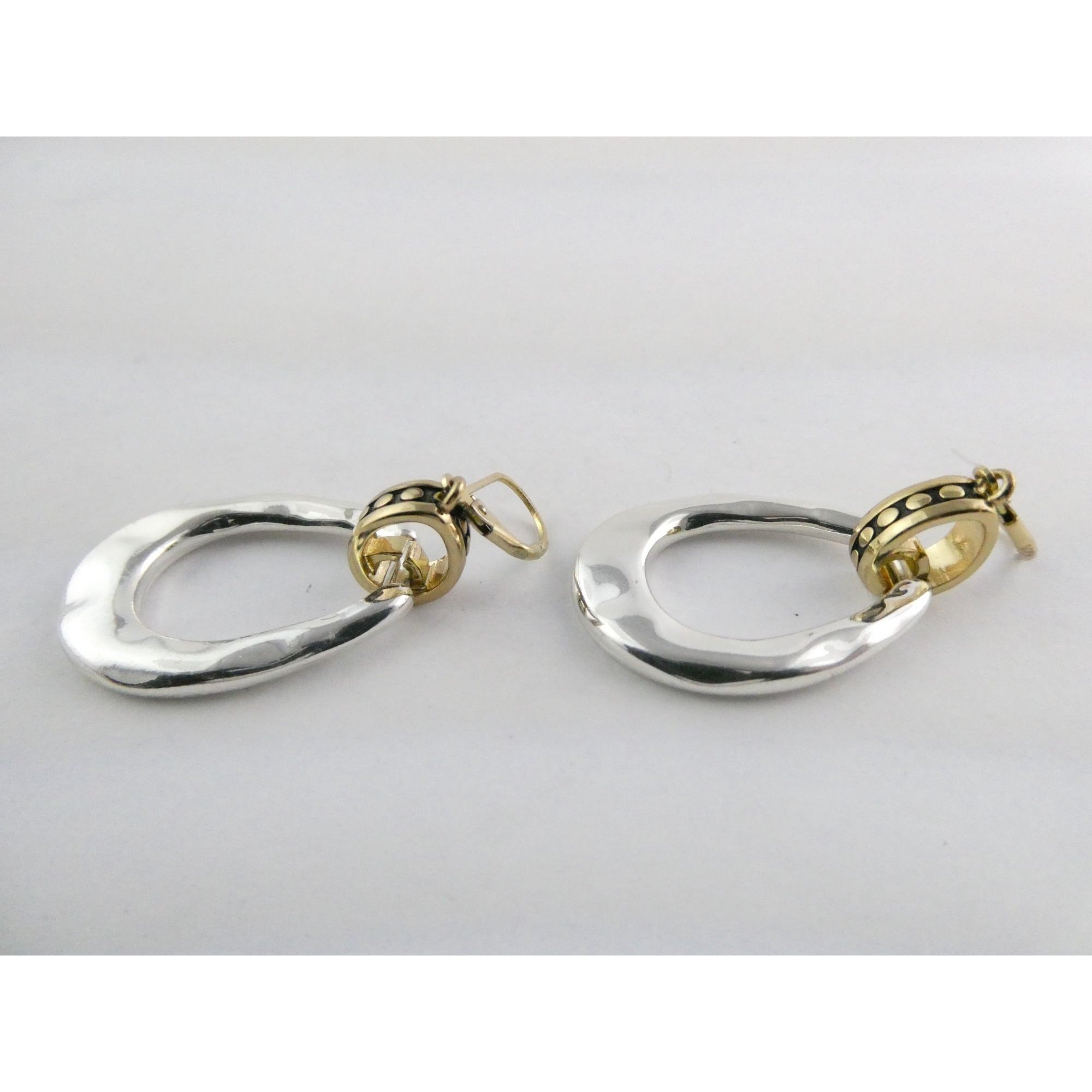 Gilt Sterling Silver Earring Hooks Two Tone Door Knocker Earrings 50mm Length